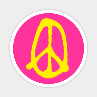 peaster egg - heyK's peaceful yellow easter egg on bright pink Magnet